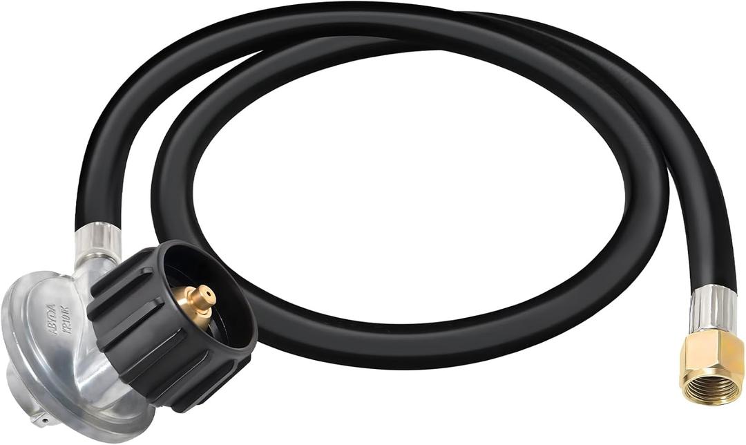 ABYDA 3FT Propane Regulator and Adapter Hose, Universal Gas Grill Regulator Replacement Parts, Propane Tank Hose for Most LP Gas Grill, Fire Pit Table and Weber, 3/8" Female Flare Nut