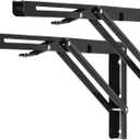 YUMORE Folding Shelf Brackets, 14 Inch Heavy Duty Collapsible Shelf Bracket, Black DIY L Bracket for Workbench Folding Table Hinge, Max Load: 330lb, 2 Pack