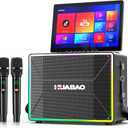 Smart Karaoke Machine with 14 Tablet, Screen & Lyrics Display, Professional Karaoke Speaker, 2 Wireless Microphones, Bluetooth PA System, WiFi, HDMI, and LED Lights for Adults