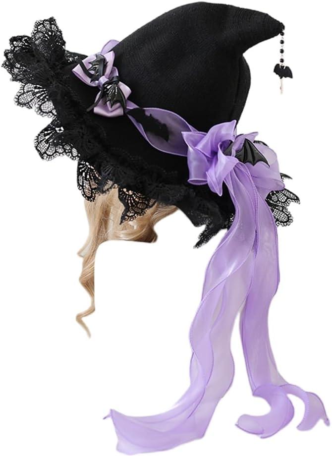 Witch Hats for Women Lolita Magic Wizard Hat for Adult Halloween Costume Witch Hat Cosplay Accessory