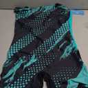 Halcurt Womens Boyleg One Piece Swimsuit Athletic Racerback Bathing Suit with Boyshorts Full Coverage Swimwear (Medium, Black/Aqua)