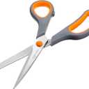 Amazon Basics Stainless Steel Scissors for Office, Crafts, Multipurpose, Sharp, Comfort Grip, PVD Coated, 3 Pack, Multicolor