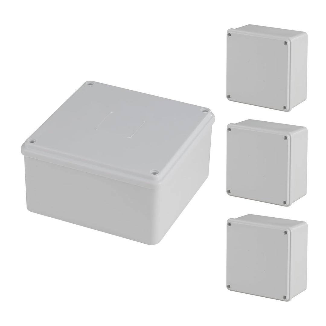 4 Pack 6" x 6" x 3" PVC Plastic Dustproof Waterproof Box IP65 Junction Boxes Project Junction Conduit Box for Electrical Outdoor Enclosure
