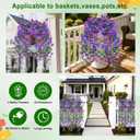 Artificial Hanging Flowers for Outdoors Decorations 2 Pack, Fake Hanging Flowers, UV Resistant Artificial Hanging Plants Outdoors for Home Porch Patio Balcony Baskets Yard(Double Purple)