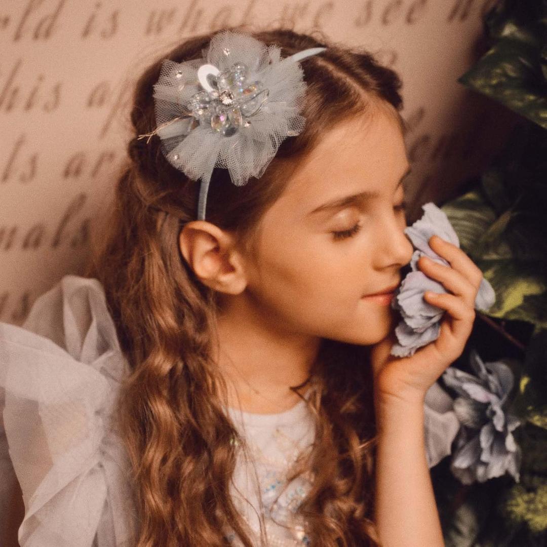 TUTULAND Glitter Headbands for Girls - Blue Headband for Girl Sequin Flower Girl Kids Hair Accessories Sparkling Hairbands for Wedding Birthday Photography Prop