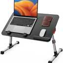 SAIJI Laptop Bed Tray Table, Adjustable Home Office Standing Desk Portable Lightweight Foldable Lap Desk for Sofa Couch Floor Working Studying Reading Writing Eating,Fit Up to 17" Laptop(LargeBlack)