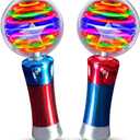 ArtCreativity 7.5 Inch Light Up Magic Ball Toy Wands for Kids, Set of 2, Flashing LED Wands for Boys and Girls, Thrilling Spinning Light Show, Batteries Included, Fun Gift or Birthday Party Favor