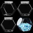 EBOOT 4 Pieces Plastic Candy Cookie Jars for Kitchen Counter Hexagon Cookie Jar with Lid Clear Candy Containers Laundry Pod Storage Container Dry Food for Buffet Dog Treats Craft(129 Oz)