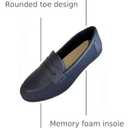 DeYashopin Women's Flats Shoes Non-Slip Ballet Shoes for Dressy Occasions,Walking and Driving Lightweight & Flexible for Comfort, Grid PU (Blue 12)