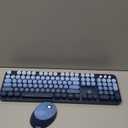 Wireless Keyboard and Mouse Combo, Retro Typewriter Keyboard with Round Keycaps, Full-Size Ergonomic, Blue, Ideal for Windows PC, Home, Office, and College, Wireless Keyboard Mouse Combo