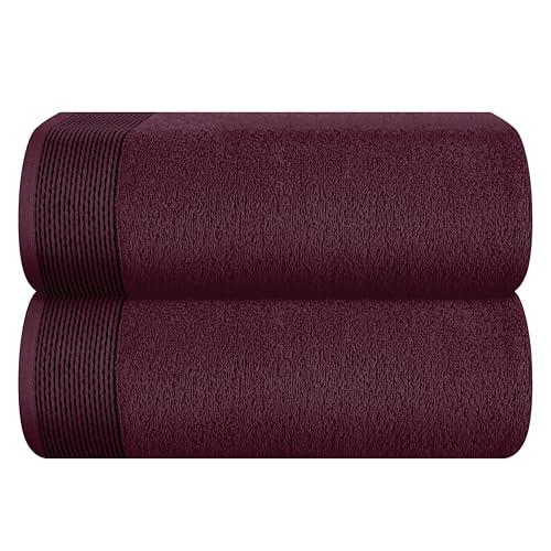 Belizzi Home Cotton 2 Pack Oversized Bath Sheet 35 x 70, Large Bath Sheet, Ultra Absorbent, Compact, Eco-Friendly and 100% Recyclable, Quick Drying and Lightweight Towel - Burgundy