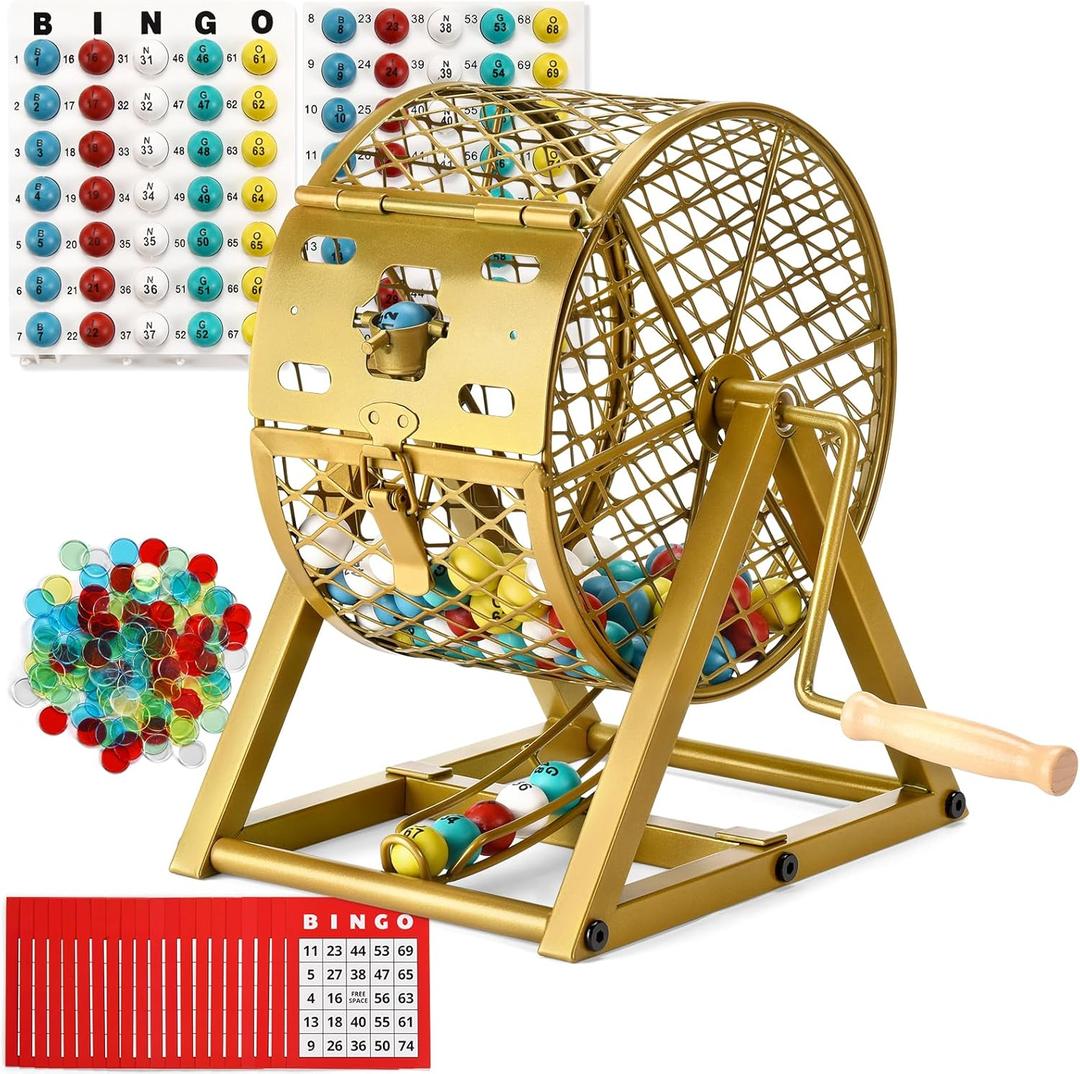 GADFISH 12" Bingo Game Set, Bingo Sets Adults for Large Group Seniors, 0.78" Bingo Balls with Steel Cage, 30 Cards, Board and Chips for Adults Parties, Game Night, Community