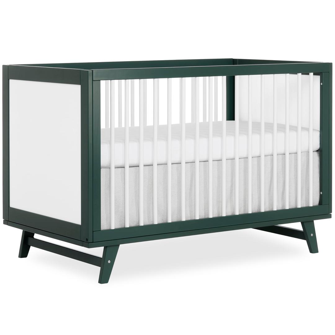 Dream On Me Carter 5-in-1 Convertible Full-Size Baby Crib, Olive & White, GreenGuard Gold & JPMA, Sustainable Pinewood, Converts to Toddler, Day & Full-Size Bed 3 Mattress Heights, Modern Design