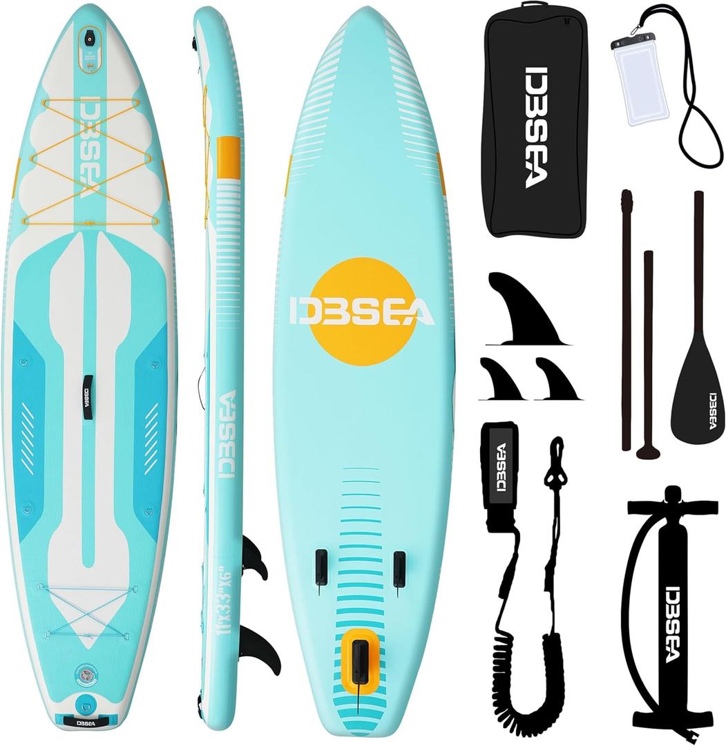 11 ft Extra Wide Inflatable Paddle Board with Accessories, Stand Up Paddleboard for 2 Person, All Around SUP Board for Adults, Fishing, Yoga