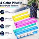 Mahjong Racks with Pushers, Set of 4, 4 Color Clear Plastic, Standard
