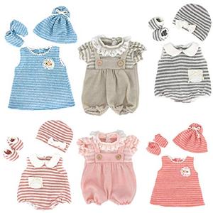 DC-BEAUTIFUL 6 Set Clothes Gift for Infant, Girl Baby, 14 Inch -18 Inch Includes Doll Outfits Dress Hat Socks, Total 14 Pcs Onesies Clothes Pajamas Costumes
