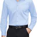 J.VER Men's Dress Shirts Stretch Stain Shield Long Sleeve Solid Formal Shirt Business Casual Button Down Shirts (Medium, Blue)
