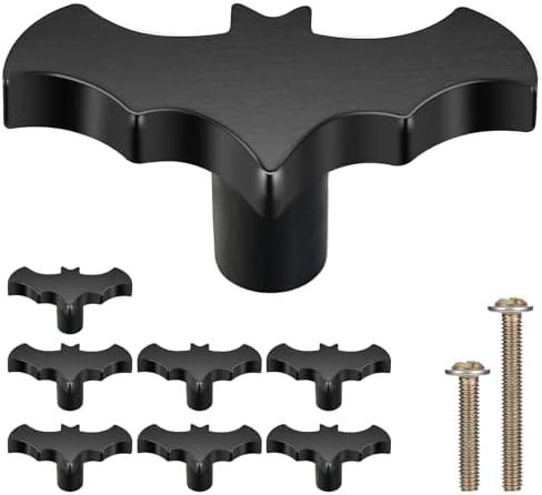 Gothvanity Bat Cabinet Knobs 8 Pack - Gothic Decor Knobs for Kitchen Cabinet, Drawer Pull, Dresser and Cupboard Handle - Wood- 2.6 x 1.3 Inches - Black