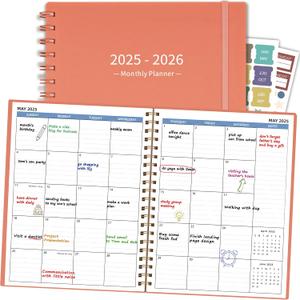 Monthly Planner 2025-2026 (7.4'' x 9.6''), Calendar Planner 2025-2026, 18 Months Academic Planner from Jan 2025-Jun 2026, Pink