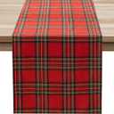 Softalker Christmas Checkered Tartan Table Runner - Red Buffalo Plaid Xmas Stain Resistant Washable Table Decoration for Dining/Parties/Holiday Decor, 13 x 108 Inch