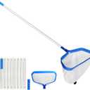 joyhalo Pool Skimmer Net with Pole, 2.5FT-10FT Adjustable Aluminum Pole & Fine Mesh Pool Net,Larger Capacity Skimmer Leaf nets for Cleaning Leaves, Debris