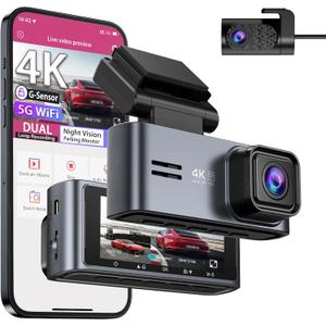 OMBAR Dash Cam Front and Rear 5G WiFi, Dash Cam 4K/2K/1080P+1080P, Dash Camera for Cars with 3.18" LCD Screen, Dashcam Car Camera with WDR Night Vision, G-Sensor, Loop Recording, SD Card Not Included