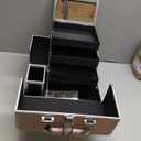 Joligrace Makeup Train Case Cosmetic Box 11.8 Inches Jewelry Organizer Professional 3 Tiers Trays with Mirror and Brush Holder Lockable Key Portable Travel Mermaid Pink