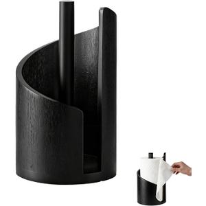 Mountain Paper Towel Holder, 2026 New Wooden Mango Wood Stand with Iron Base, One-Handed Operation, Fits Jumbo Rolls, Modern Countertop Towel Holder for Kitchen & Bathroom (Black)