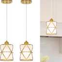 Brushed Gold Pendant Lights for Kitchen Island Set of 2, Pendant Lights Kitchen Island with Frosted Glass Shade, Modern Bathroom Pendant Lighting for Foyer, Dining Room, Entryway - Adjustable Height