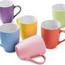 Coffee Mugs Set of 6, 12 Ounces Ceramic Coffee Mugs, Tea Cups with Handle for Men Women for Coffee, Tea, Cappuccino, Cocoa, Cereal (Multi-Color)