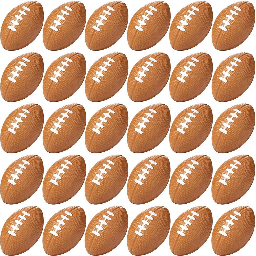 Blulu 50 Pack Mini Football Bulk 2.17" Foam Football Party Favor Small Sports Valentines Stress Ball for Back to School First Year Down Birthday Homecoming Game Party Bag Gift Filler (Brown)