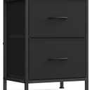 SONGMICS Dresser for Bedroom, Chest of Drawers, Nightstand, Steel, MDF, 2 Non-Woven Fabric Drawers, Storage Organizer Unit, Closet, Entryway, Ink Black and Ebony Black ULGS312B01S