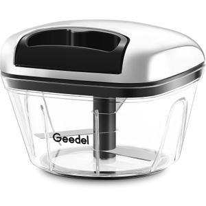 Manual Food Processor Vegetable Cutter, Geedel Pull Chopper with String, Food Chopper Vegetable Cutter for Veggies, Fruits, Salad, Onion, Ginger, Nuts. (2Cup, Plating)