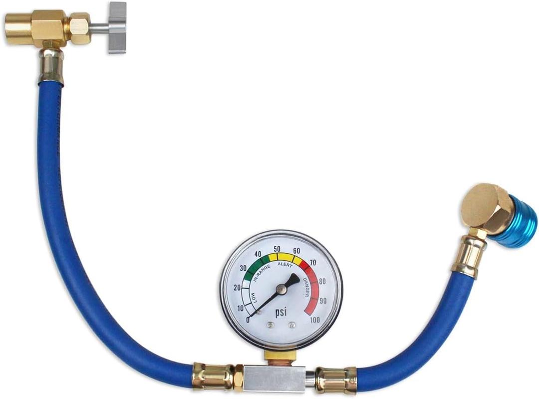 BACOENG R134a AUTO AC U-Charge Hose with Gauge and Can Tap HVAC