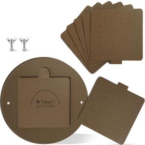 Touri Pottery Bats Set for Pottery Wheel, 1 Pack 12 Round Outer Bat & 6 Pack 7 Square Inner Bats Included, Ceramic Tools for Pottery, Brown