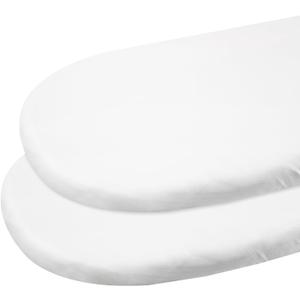 Gllquen Baby Bassinet Sheets 2 Pack, 100% Organic Cotton Bassinet Fitted Sheets for Girls Boys, Soft & Breathable Unisex Baby Mattress Sheet for Standard Bassinets 33"x17"(White)