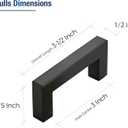 JOY DECOR 10 Pack Kitchen Cabinet Pulls with 3 Inch Hole Center, Matte Black Stainless Steel Cabinet Handles, Kitchen Drawer Pulls Hardware