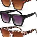 LADEESSE 3 Pack Bifocal Reader Sunglasses Women - Oversized Sun Reading Glasses Womens W/Cat Eye Vintage Outdoor UV400 Protection Eyewear 1.00 (Oversized/Black+tortois+tortois Grey)