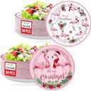 100Pcs Flamingo Christmas Paper Plates 9 Inch Hawaiian Pink Christmas Flamingo Disposable Plates Holiday Plate Tableware Sets for Baby Shower Winter Xmas Hawaii Beach Tropical Theme Party Decoration