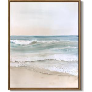 LHZSJWDCCR Coastal Beach Wall Art Prints Abstract Ocean Waves Picture Wall Decor Natural Landscape Painting Modern Framed Seascape Artwork for Living Room Bedroom Bathroom Home Office Dcor, 8x10 Inch