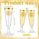 Jingmore 48 Pack Prom 2026 Plastic Graduation Champagne Flutes 5 oz Disposable Graduation Cocktail Cups Transparent Mimosa Glasses Party Favors Drinkware for Graduate Party(Prom 2026,Gold)