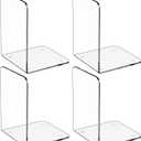 MaxGear Bookends Acrylic Book Ends for Shelves Clear Decorative Bookends Non-Skid Heavy Duty Bookend Book Holders/Stoppers (2 Pair/4 Pieces, Large)