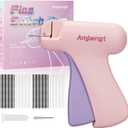 Stitch Gun for Clothes, Handheld Quick Clothing Fixer, Mini Sewing Kit, Tag Gun Includes 2 Needles, 1000 Black Fasteners & 1000 White Fasteners (Pink)