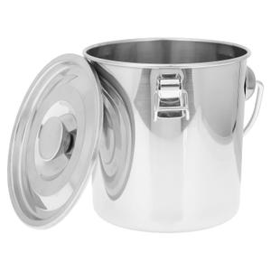 Stainless Steel Bar Bucket Water Pail Stainless Steel Ice Bucket with Lid Metal Bucket Cooler Beverage Tub Camping Compost Bucket (18x16cm, Silver)