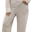 2 x Blooming Jelly Women Plus Size Pajamas Sets Cute Lace Lounge Set Long Sleeve Pj Sets V Neck Loungewear Fall Outfit (Large, Apricot)