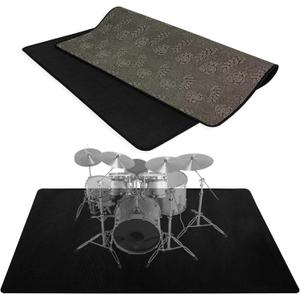 IBVIVIC Drum Mat, 4Ft x 5.3Ft Drum Carpet Drum Rug Drum Pad Tightly Woven Fabric with Non-Slip Grip Bottom, Black