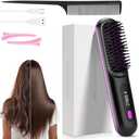 Go Brush Pro 2026 Cordless Hair Straightener Brush, 300M Negative Ionic Anti-Frizz, MCH Fast Heating, 3 Temp, 4000mAh Type-C, Portable Travel Styling Tool for Women
