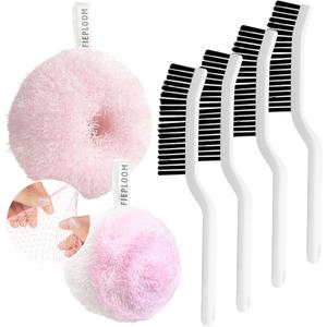 Hard Bristle Crevice Cleaning Brush & Non Scratch Soft Scrub Brush Set, 6-Pack: 4 Stiff Gap Grout Brush+2 Gentle Sponge Brush, Multi-Purpose Bathroom & Kitchen Cleaning Tool