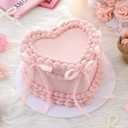 Remerry Fake Cake 6 Inch Pink Heart Reusable Birthday Prop | Artificial Cake Prop for Party Dessert Table, Wedding Photo Decor, Decorative Bow, Foam Material Reusable Display