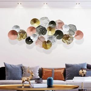 edaknez Coastal Metal Wall Art Decor for Living Room, Large Nautical Metal Wall Decor, 3D Modern Gold Lotus Leaves Wall Decoration, for Living Room, Bedroom (A 53 inch x 26 inch)
